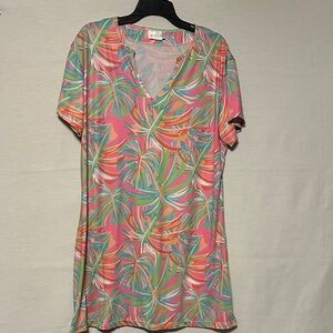 Tropical Print V-Neck Dress